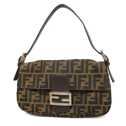 FENDIAuth  Zucca Mamma Bucket Women's Nylon Canvas Handbag Brown