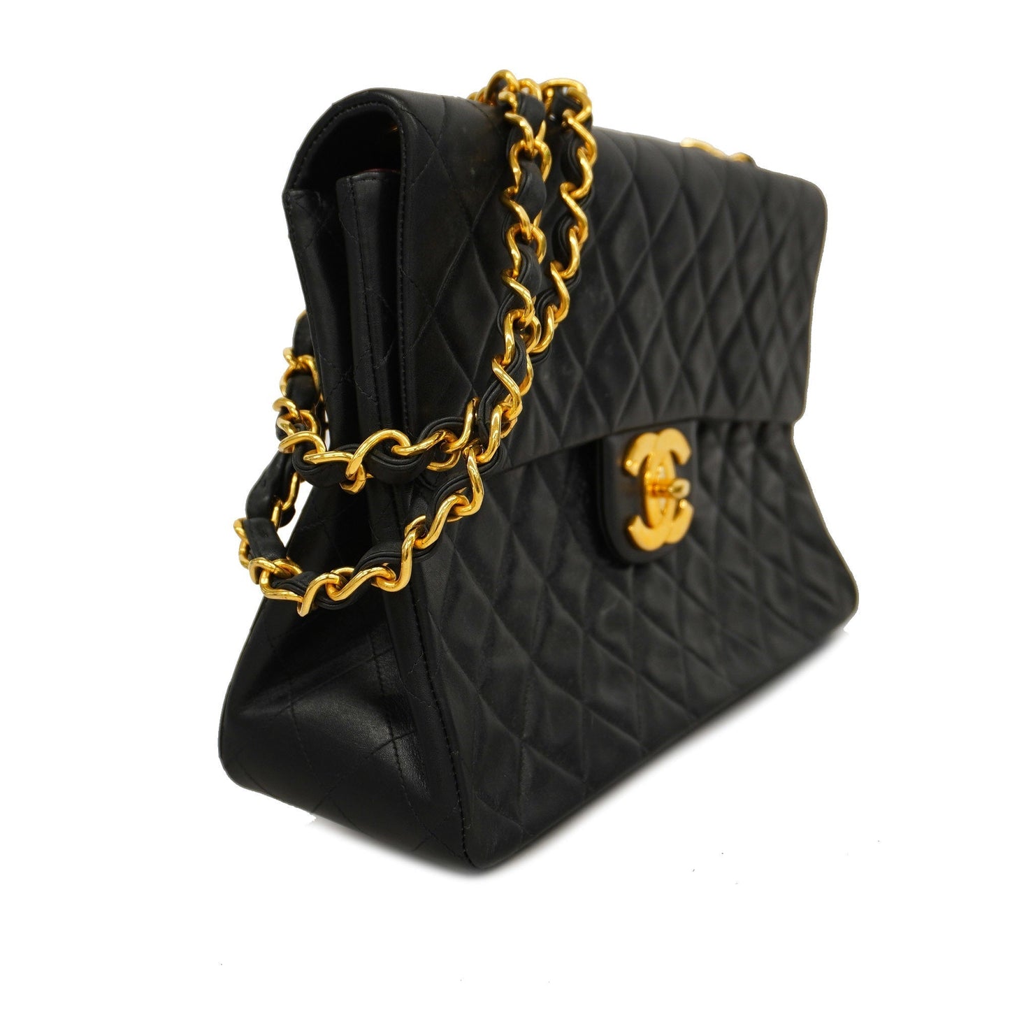 CHANEL   Matelasse Big Matelasse W Chain Women's Leather Shoulder Bag Black