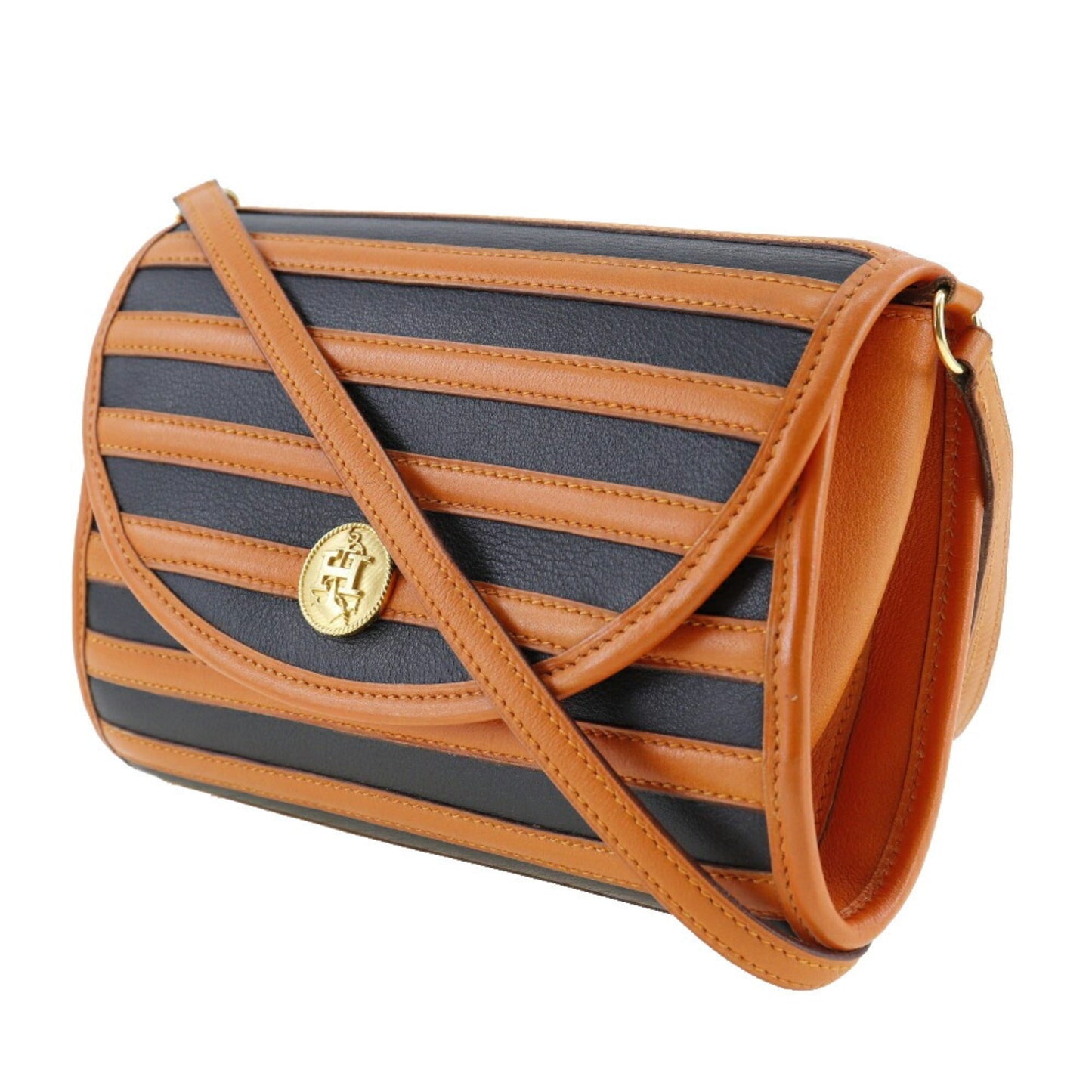 Hermes Black Orange Leather Shoulder Bag ( )