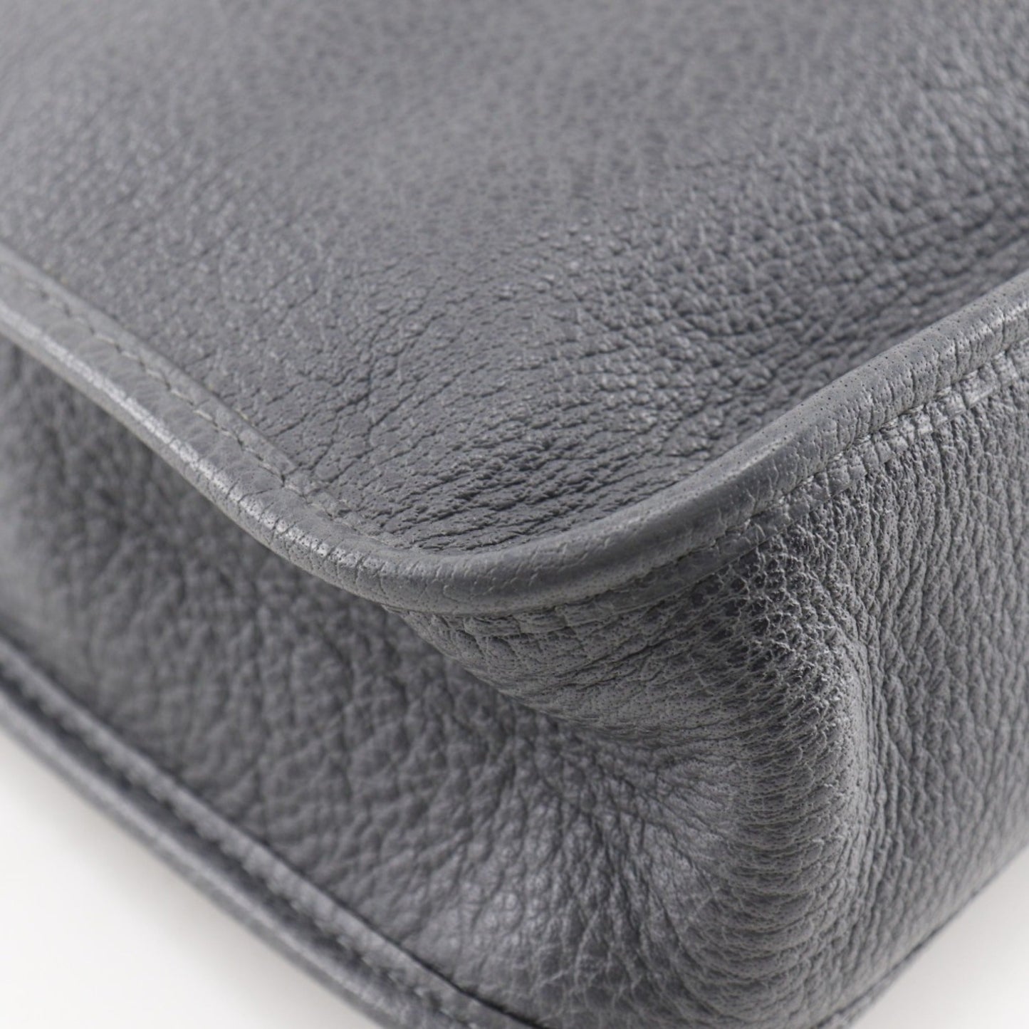 Hermes Black Gray Leather Shoulder Bag ( )