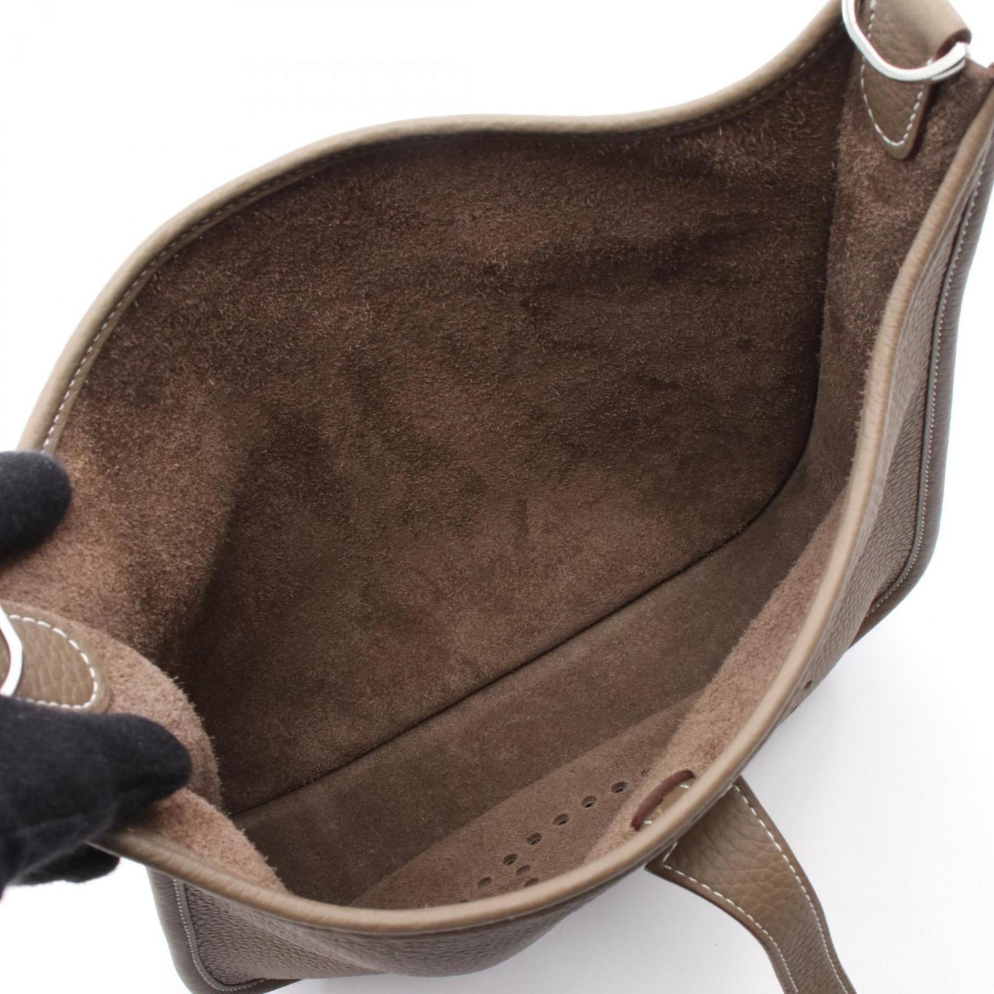 Hermes Beige Etoupe Gray Taurillon Clemence Leather Shoulder Bag ( )