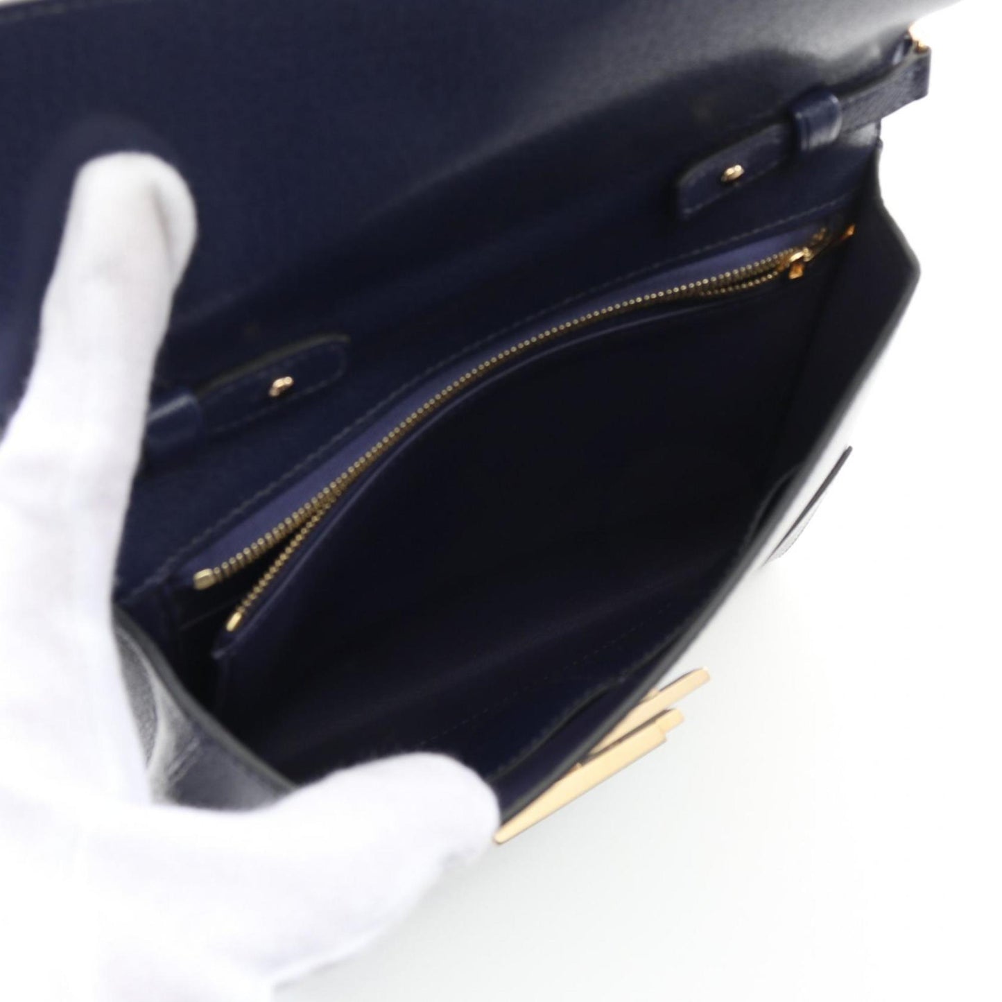 Hermes Blue Chevre Leather Shoulder Bag ( )