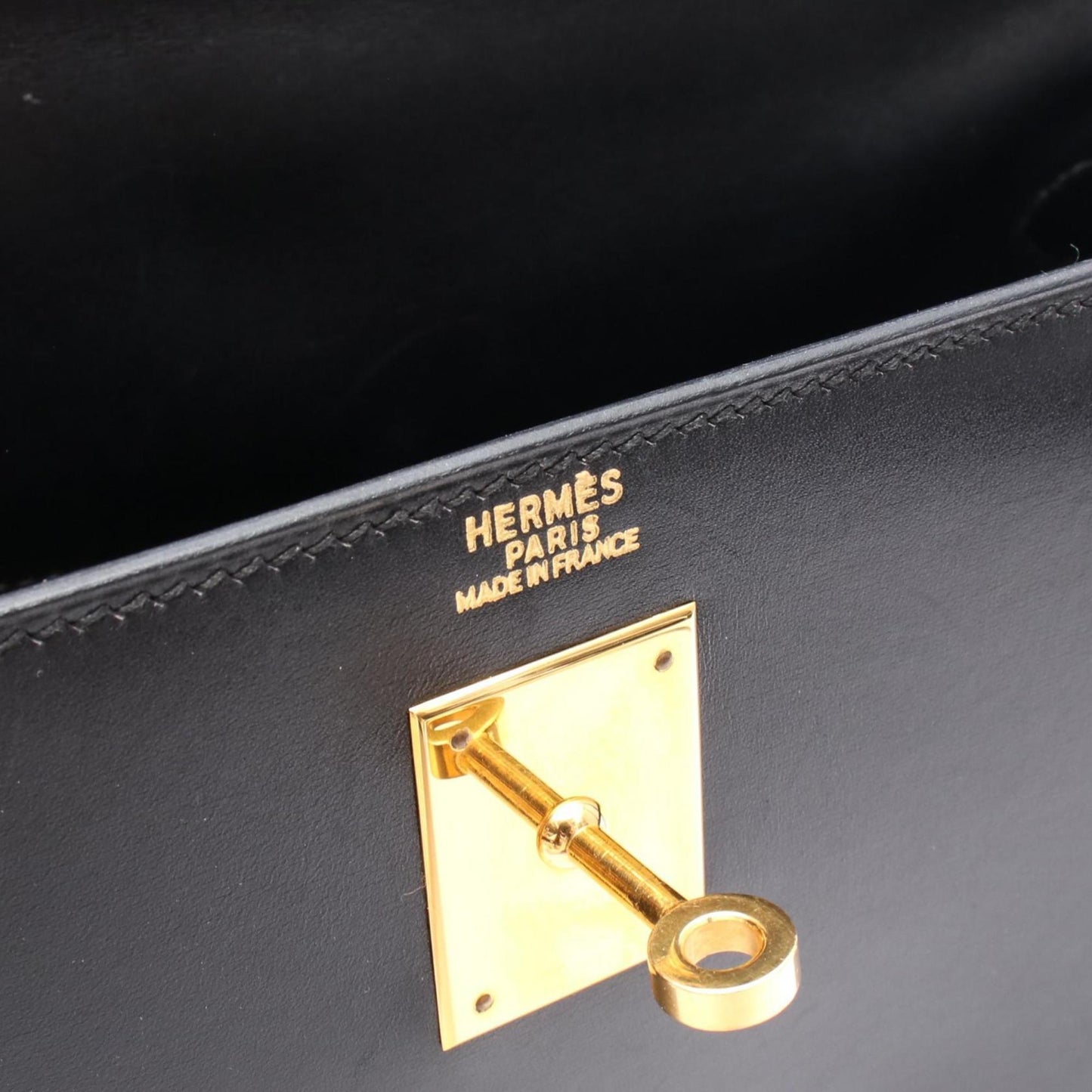 Hermes Black Box Calf Leather Handbag ( )
