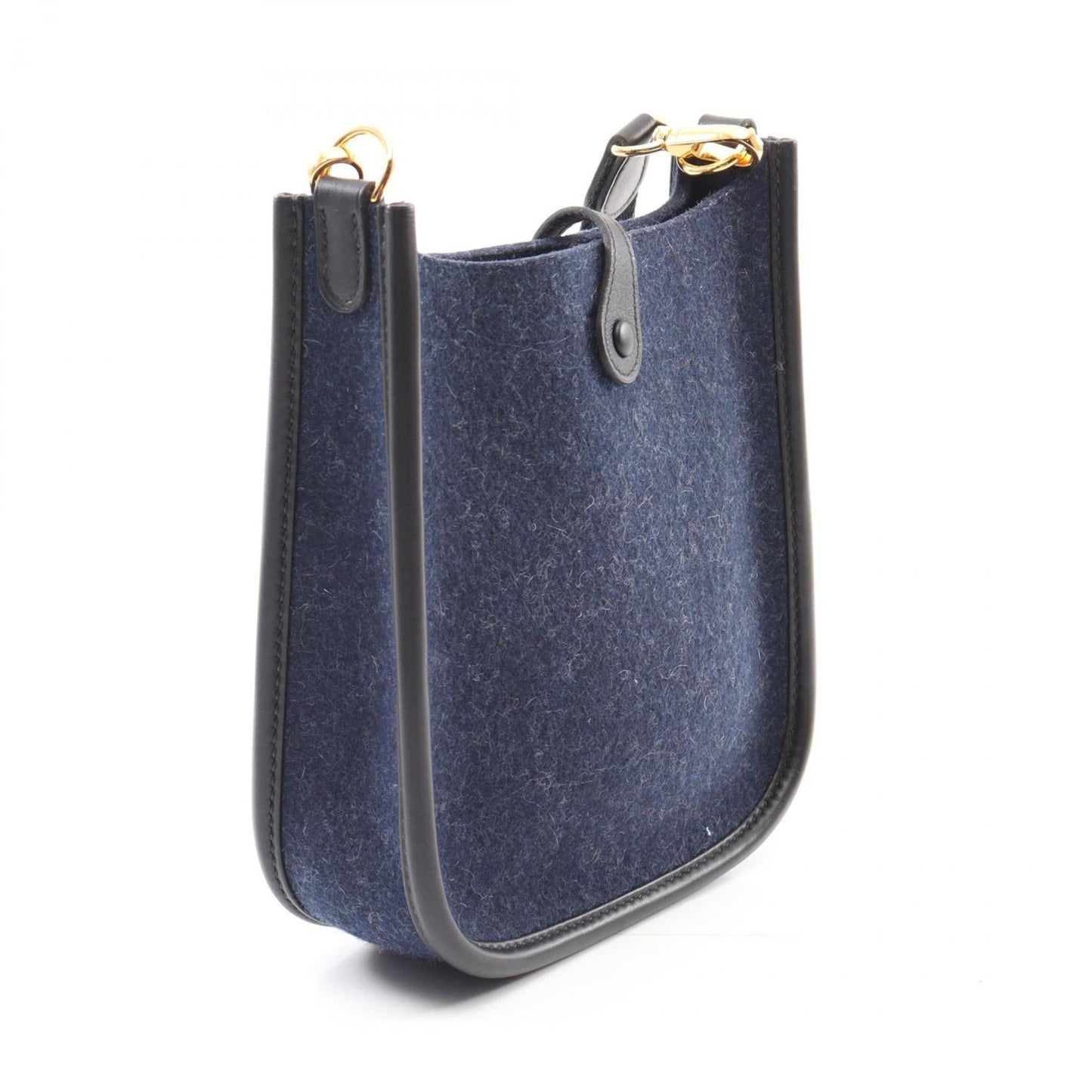 Hermes Black Blue Nuit Navy Felt Swift Leather Shoulder Bag ( )