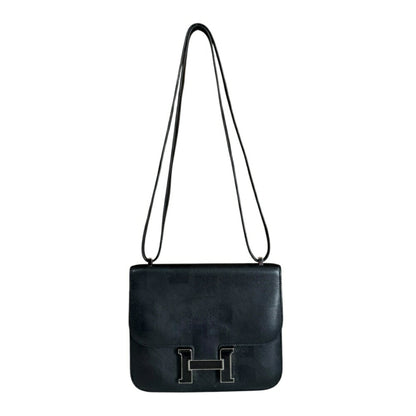 Hermes Black Leather Shoulder Bag ( )