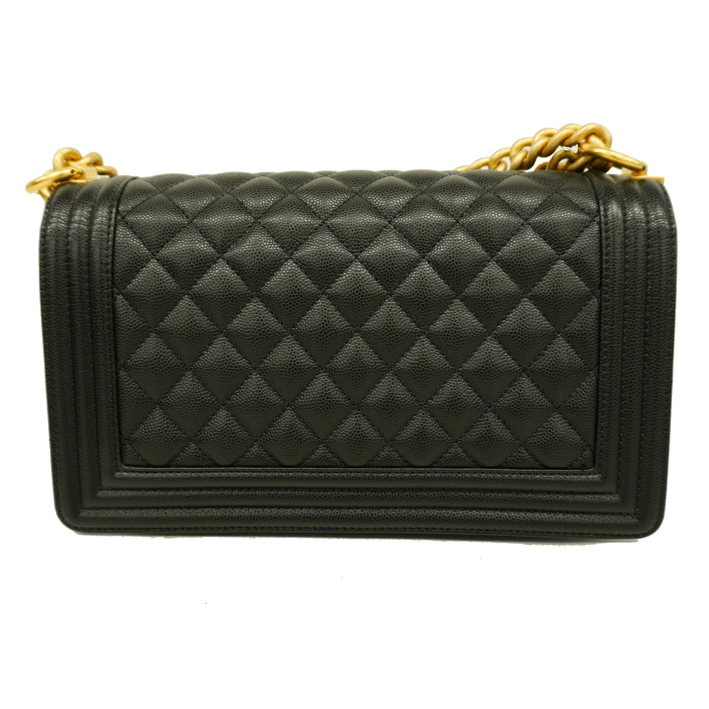 CHANEL   Boy  Chain Shoulder Women's Caviar Leather Shoulder Bag Black