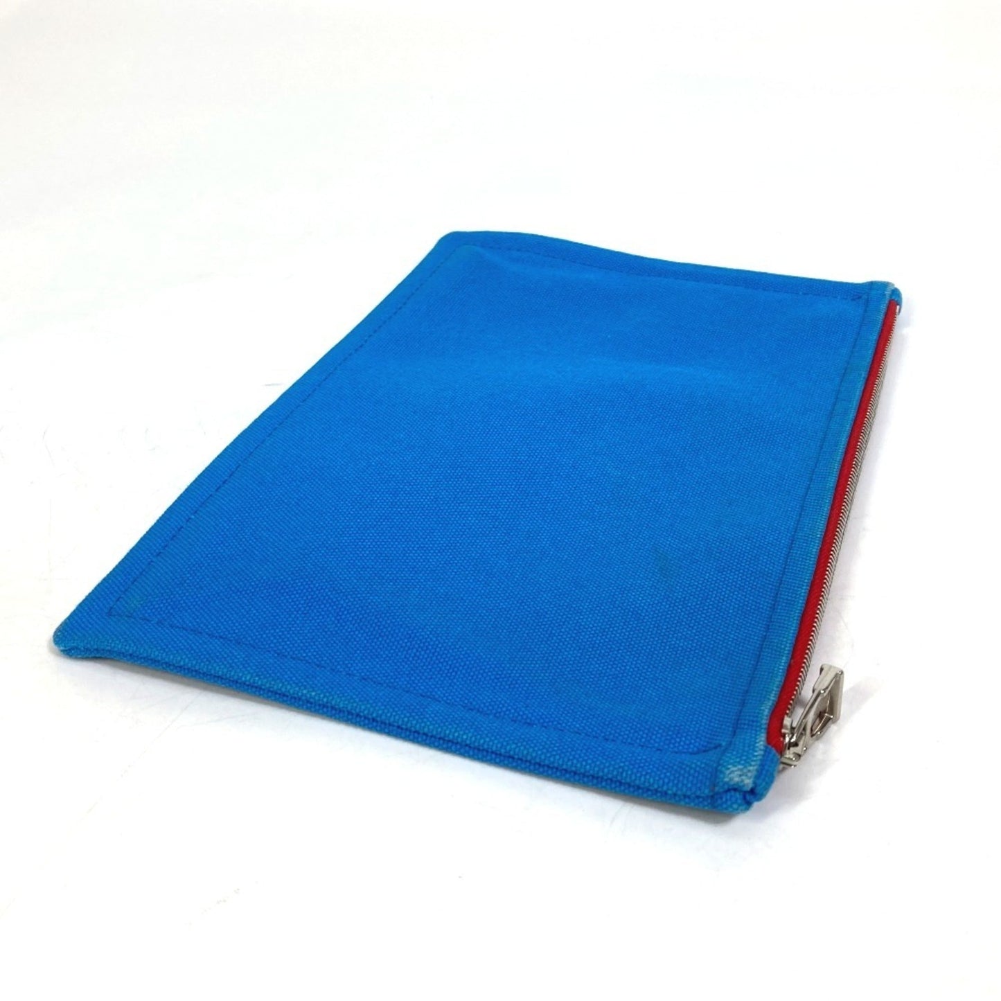 Hermes Blue Red Color Canvas Pouch ( )