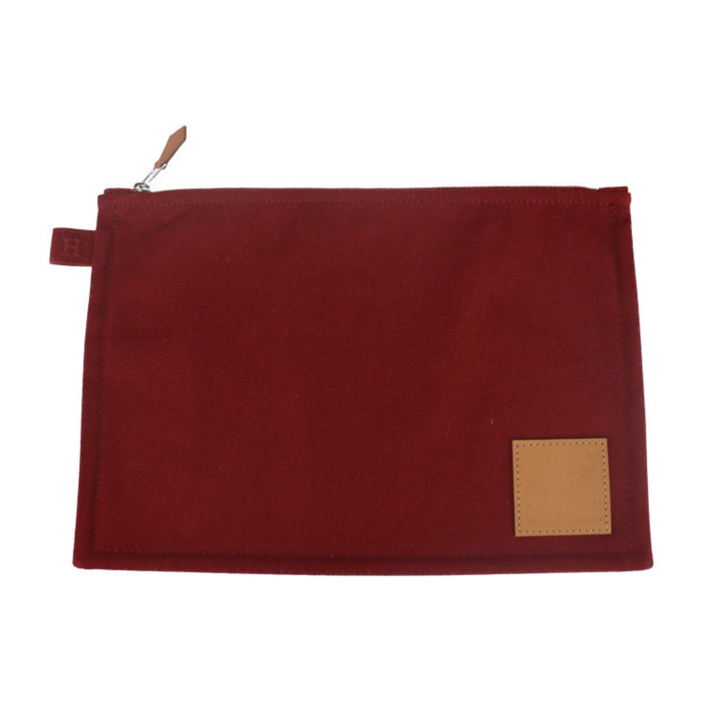 Hermes Bordeaux Cotton Canvas Leather Clutch Bag Pouch ( )