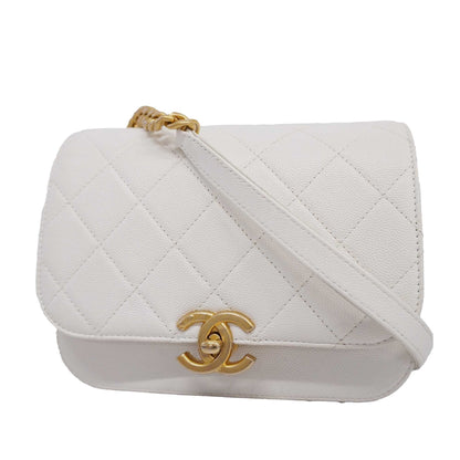 CHANEL   Matelasse Chain Shoulder Women's Leather Shoulder Bag White