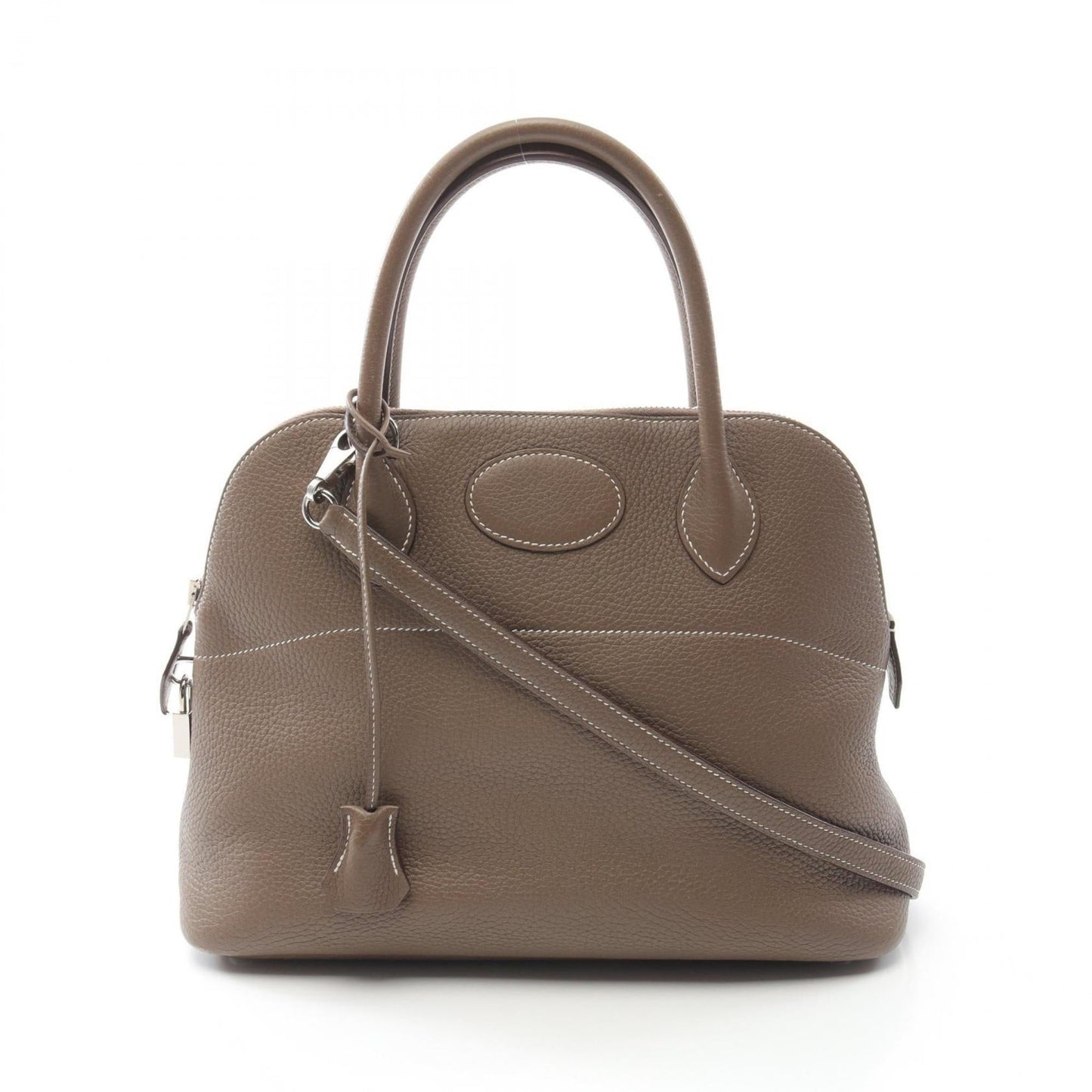 Hermes Bolide Brown Etoupe Gray Taurillon Clemence Leather Handbag ( )