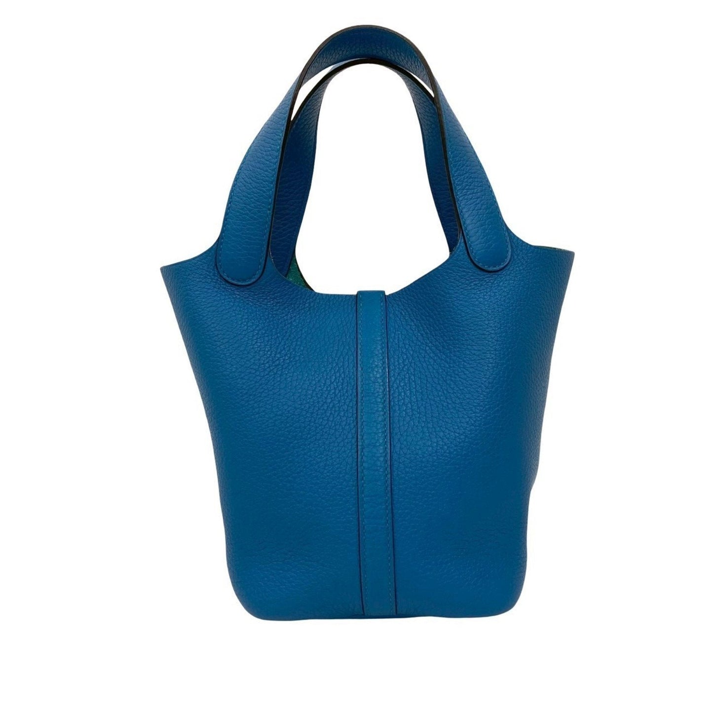 Hermes Blue Taurillon Clemence Leather Handbag Tote Bag ( )