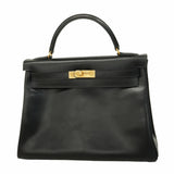 Hermes Black Box Calf Leather Handbag ( )