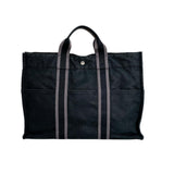 Hermes Black Canvas Handbag Tote Bag ( )