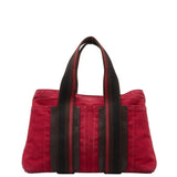 Hermes Brown Red Color Canvas Handbag Tote Bag ( )