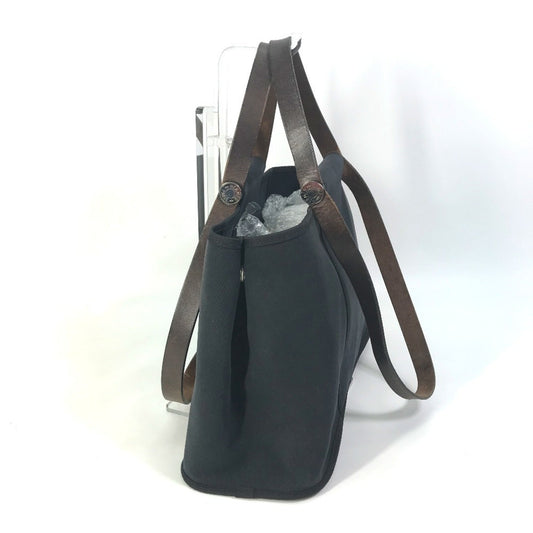 Hermes Black Toile Officier Leather Handbag Shoulder Bag Tote Bag ( )