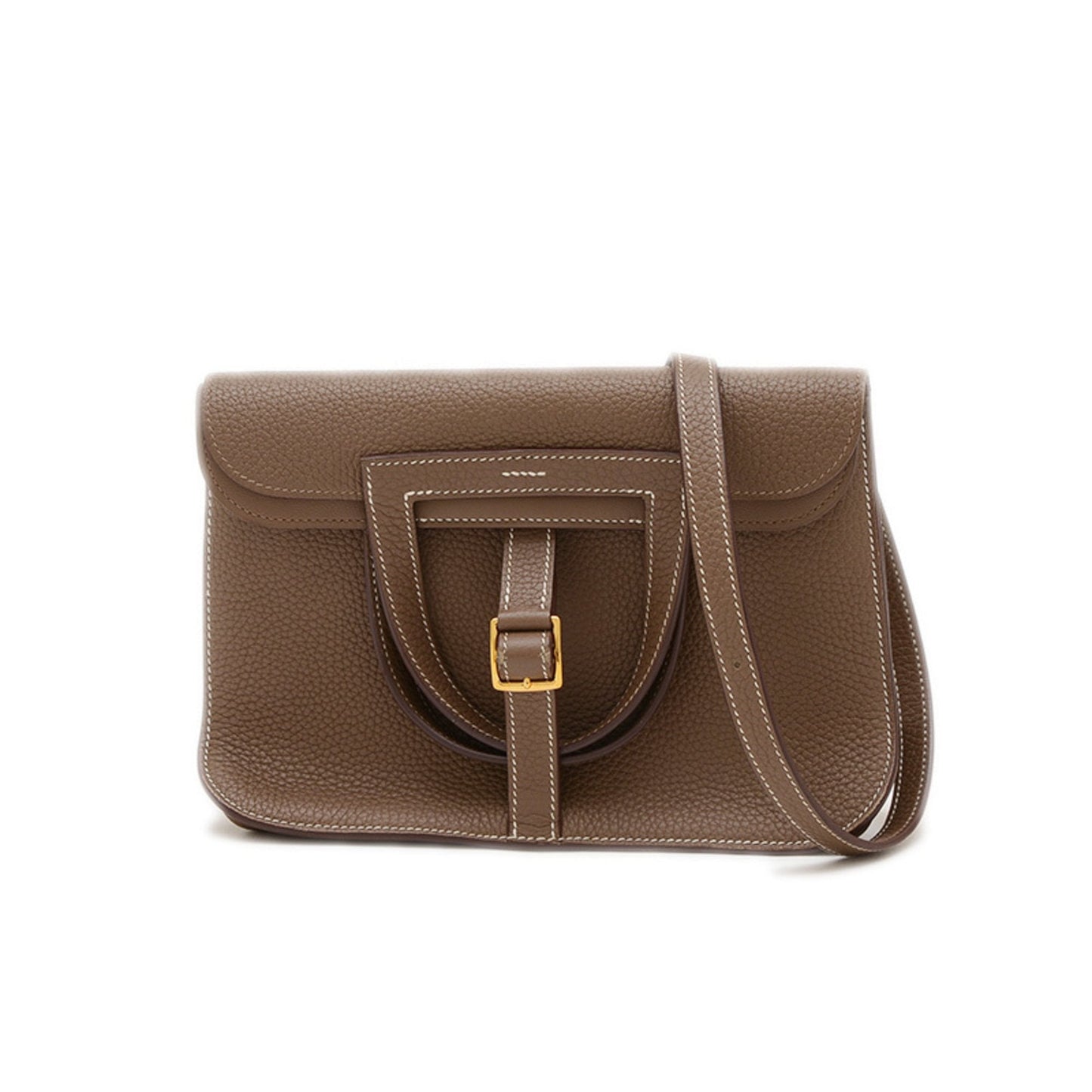 Hermes Alezan Etoupe Gray Taurillon Clemence Leather Handbag Shoulder Bag ( )