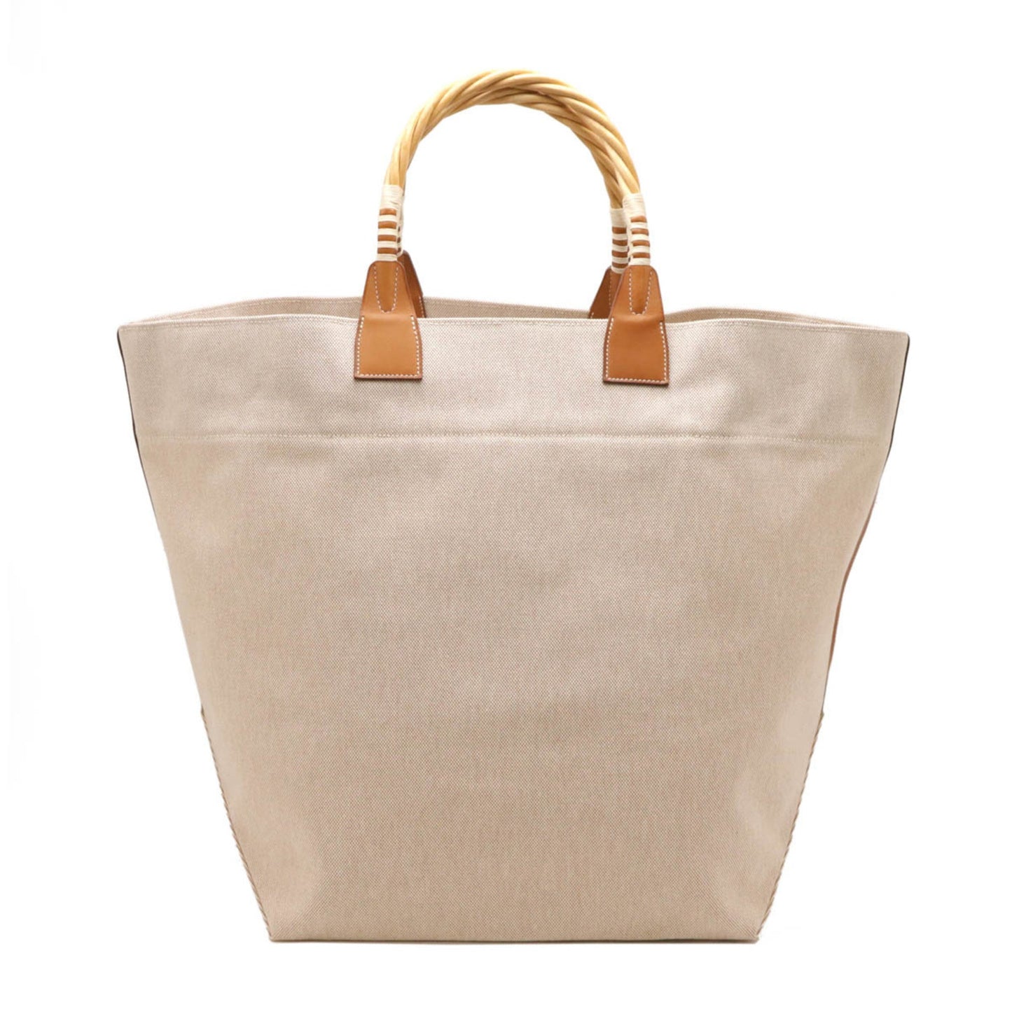 Hermes Beige Brown Toile H Straw Barenia Leather Tote Bag ( )