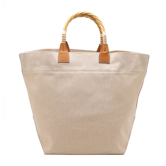 Hermes Beige Brown Toile H Straw Barenia Leather Tote Bag ( )
