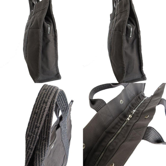 Hermes Dark Gray Canvas Handbag Tote Bag ( )