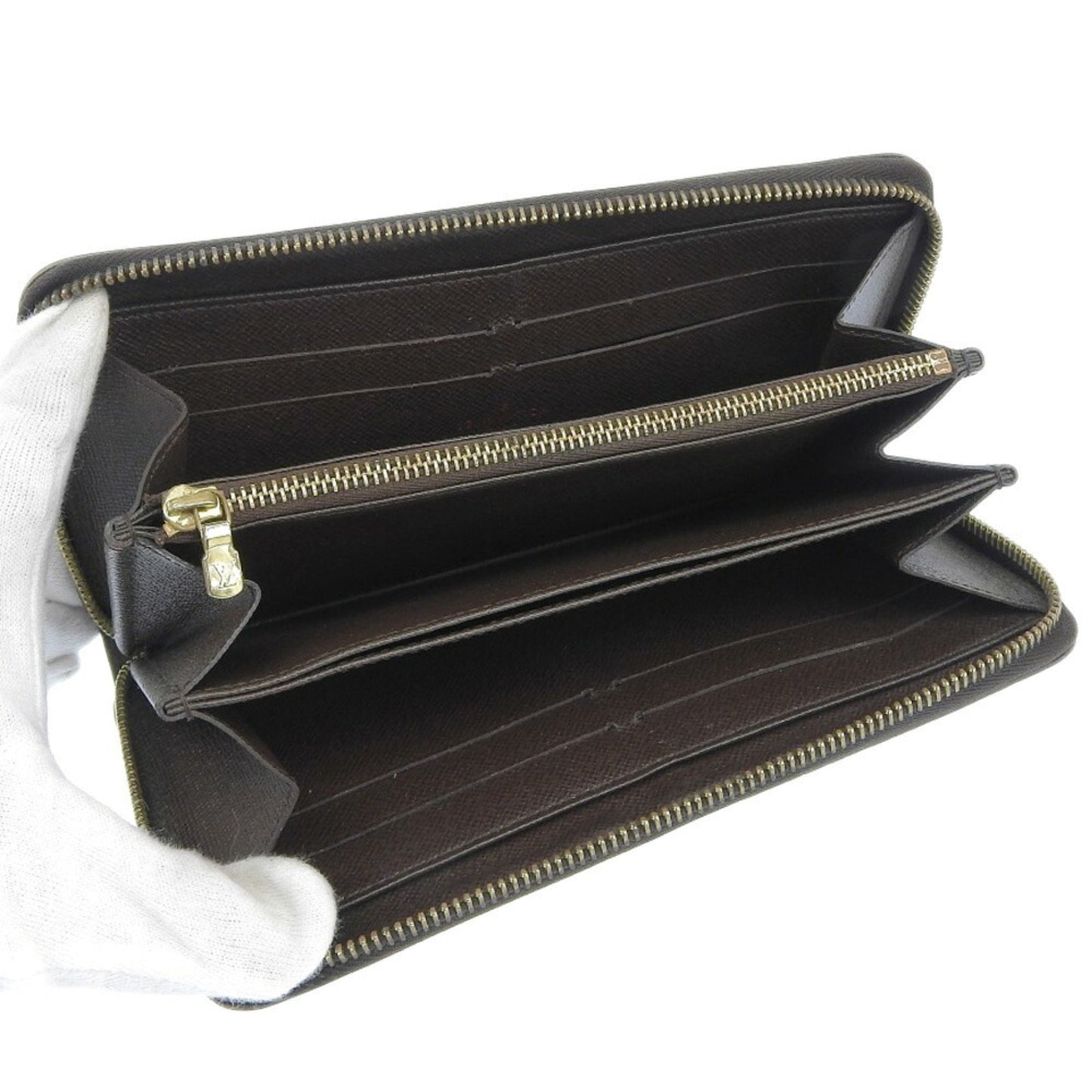 LOUIS VUITTON Zippy Wallet Long N60015 Damier Canvas Brown Unisex