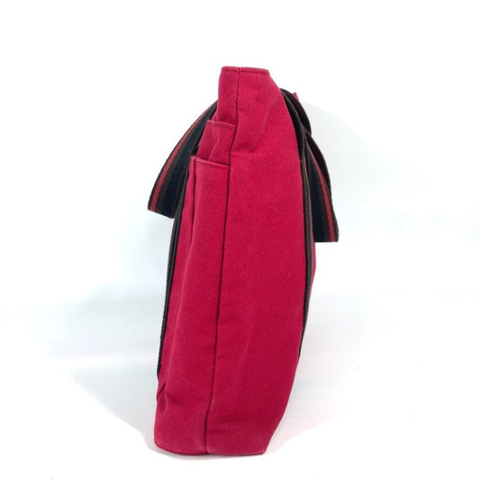 Hermes Black Red Color Canvas Shoulder Bag Tote Bag ( )