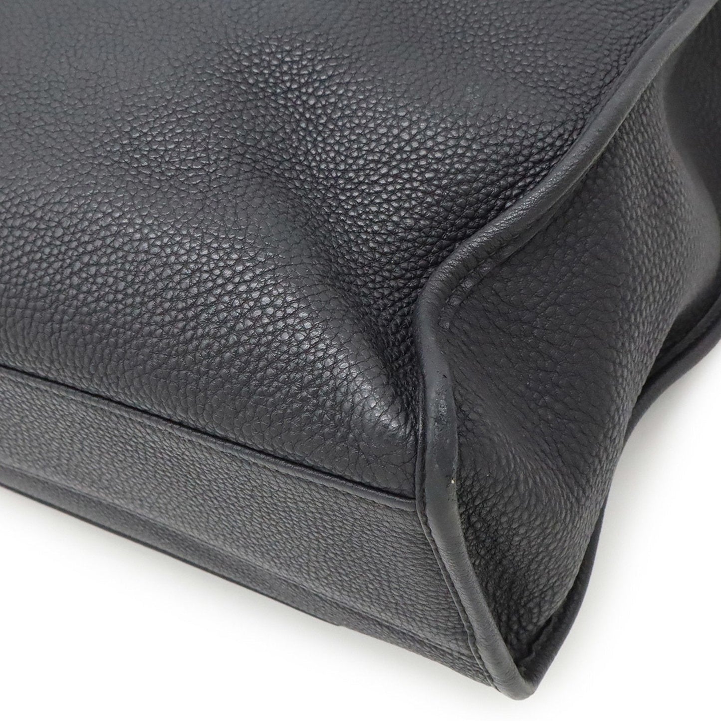 Hermes Black Buffalo Leather Handbag Tote Bag ( )