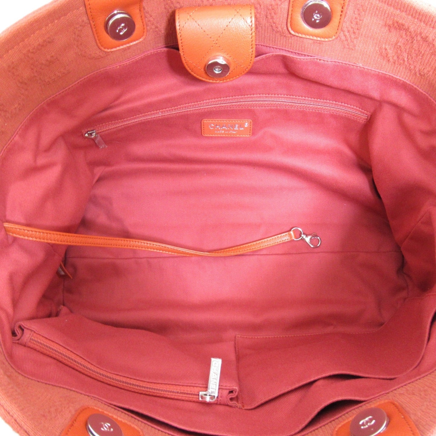 CHANEL 2wayChainShoulder Bag Orange cotton