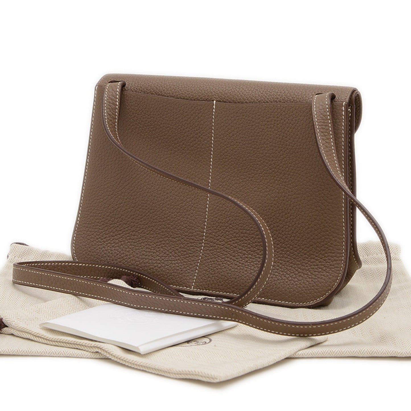 Hermes Alezan Etoupe Gray Taurillon Clemence Leather Handbag Shoulder Bag ( )