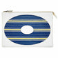 Hermes Blue Off-White Yellow Leather Fabric Clutch Bag Handbag ( )