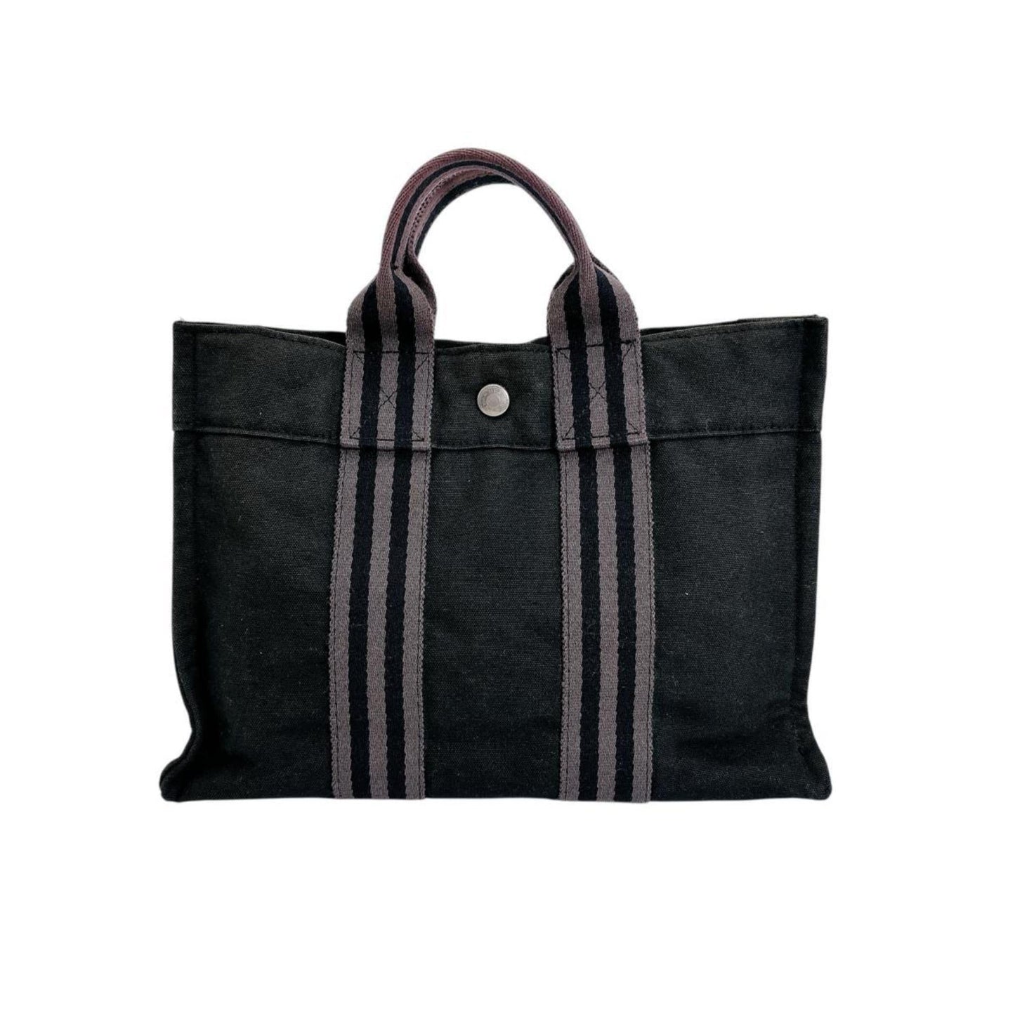Hermes Black Canvas Handbag Tote Bag ( )