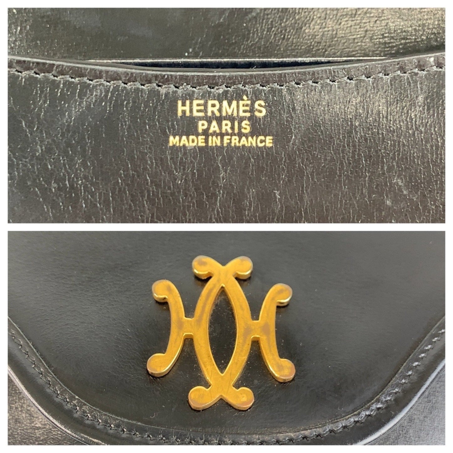 Hermes Black Leather Pochette Shoulder Bag ( )