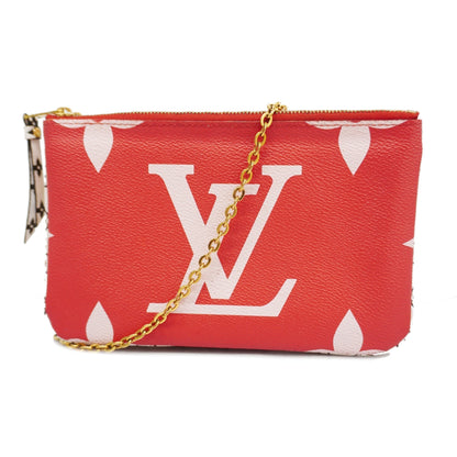 LOUIS VUITTONAuth  Monogram Giant Double Zip Women's Shoulder Bag Rouge