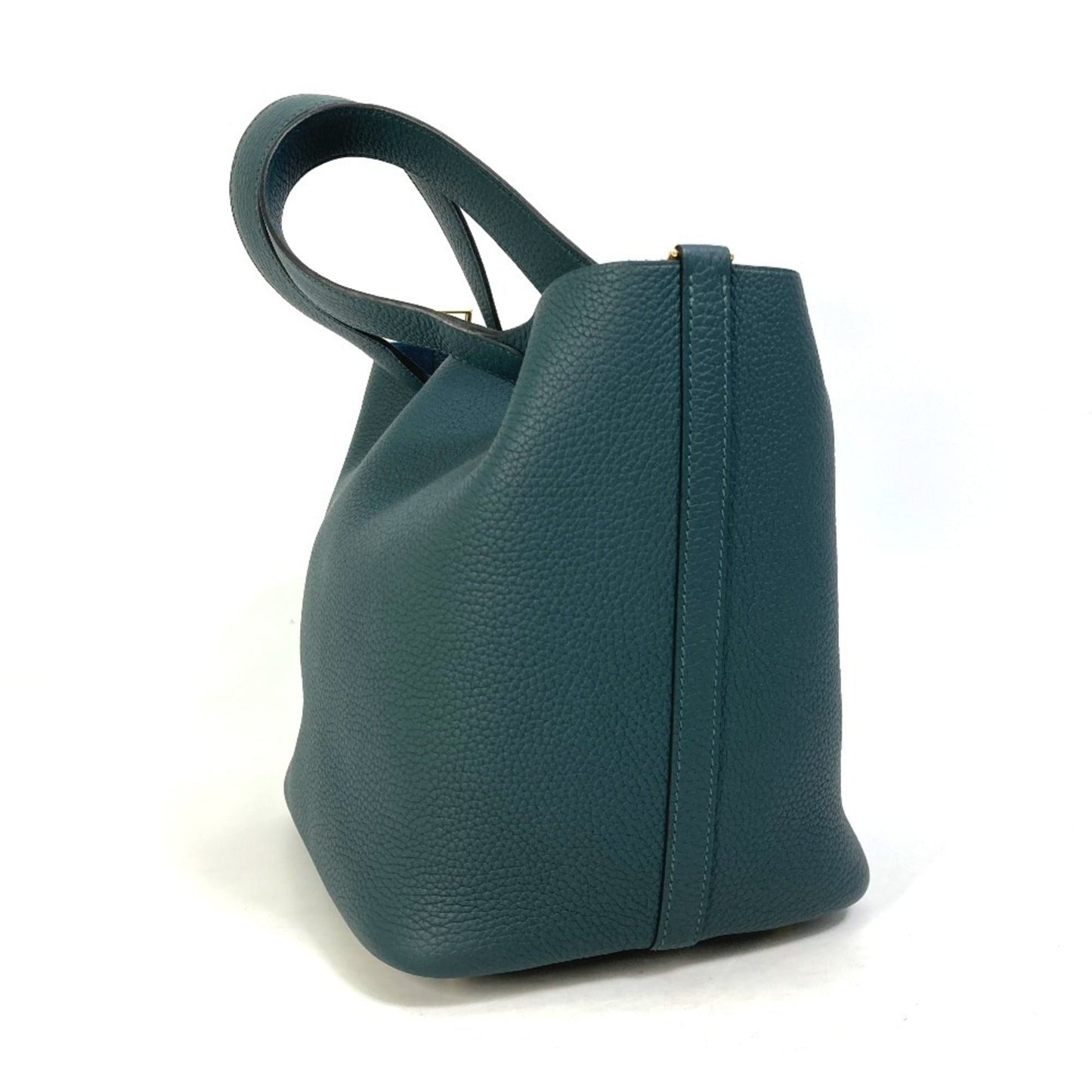 Hermes Blue Green Taurillon Clemence Leather Handbag Tote Bag ( )
