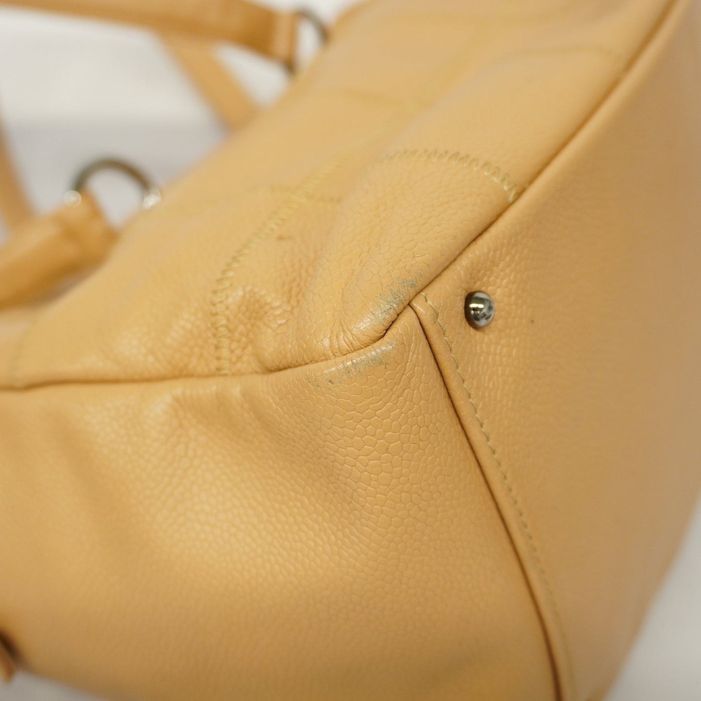 CHANEL   Chocolate Bar Shoulder Bag Women's Caviar Leather Beige