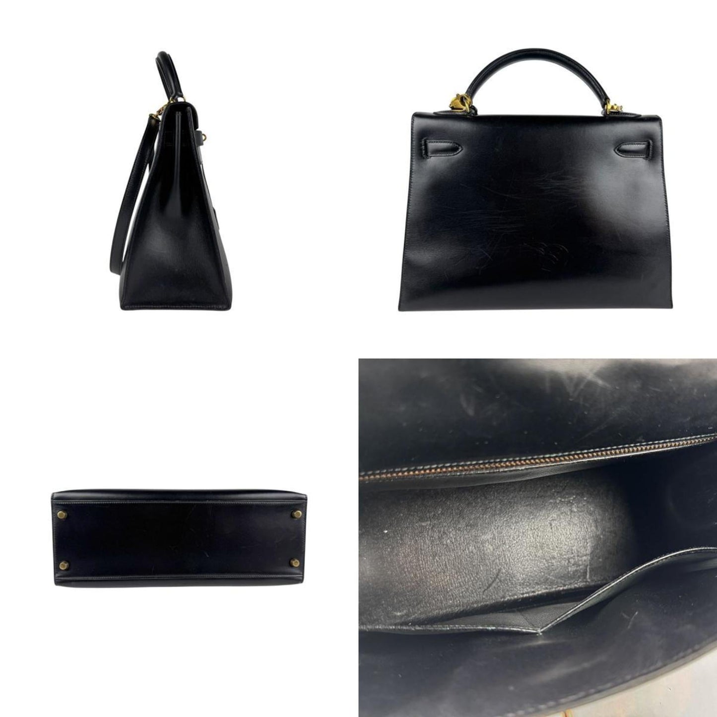 Hermes Black Box Calf Leather Handbag Shoulder Bag ( )