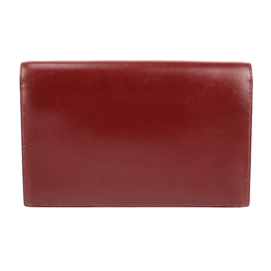 Hermes Bordeaux Rouge H Box Calf Leather Clutch Bag Handbag ( )