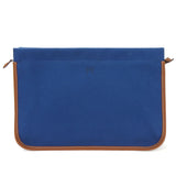 Hermes Brown Navy Canvas Leather Clutch Bag ( )