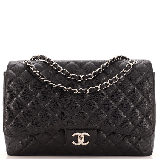 CHANEL   Classic Double Flap Bag Quilted Caviar Maxi