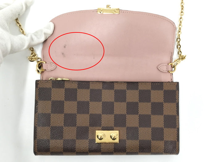 Louis Vuitton Portefeuille Croisette Chain Wallet Damier Ebene