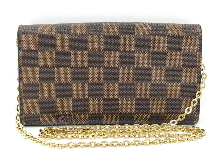 Louis Vuitton Portefeuille Croisette Chain Wallet Damier Ebene