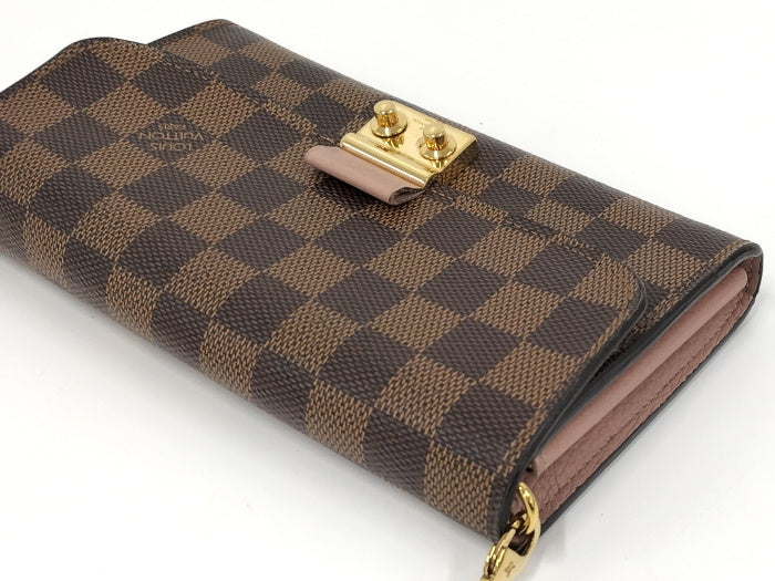 Louis Vuitton Portefeuille Croisette Chain Wallet Damier Ebene