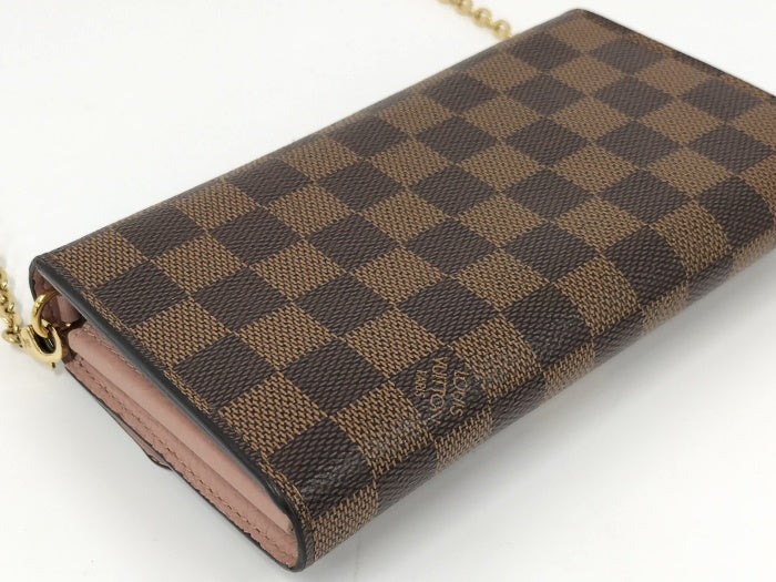 Louis Vuitton Portefeuille Croisette Chain Wallet Damier Ebene