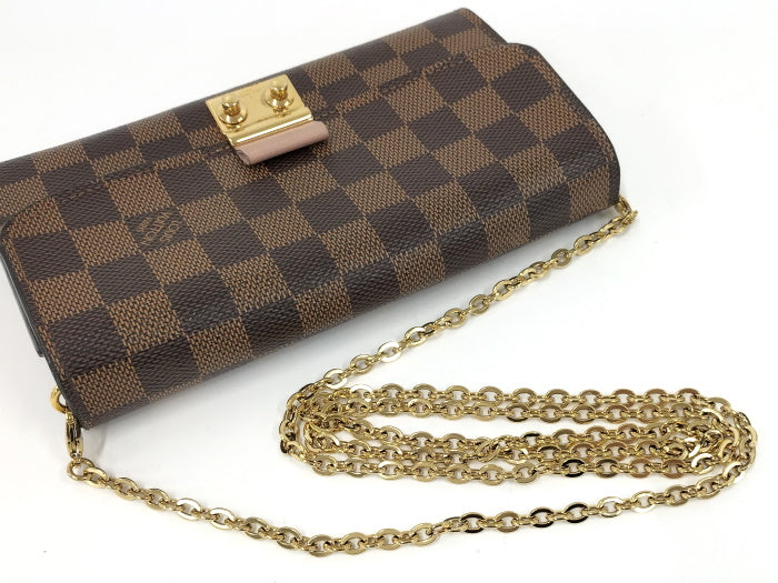 Louis Vuitton Portefeuille Croisette Chain Wallet Damier Ebene