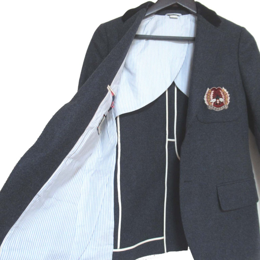Gucci Bee Embroidery Wool Cashmere Blend Blazer
