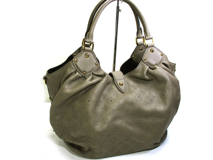 Louis Vuitton L Mahina Leather Taupe Shoulder Bag