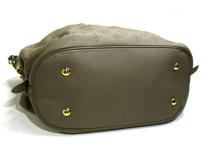 Louis Vuitton L Mahina Leather Taupe Shoulder Bag