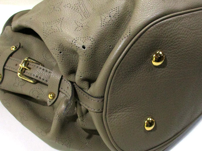 Louis Vuitton L Mahina Leather Taupe Shoulder Bag