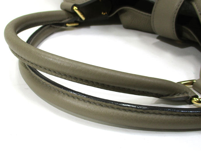 Louis Vuitton L Mahina Leather Taupe Shoulder Bag