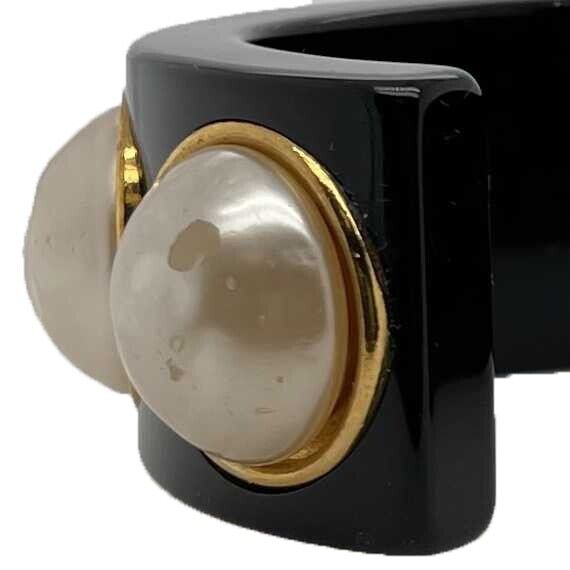 CHANEL -   Large Pearl Resin Cuff - Black - Bracelet