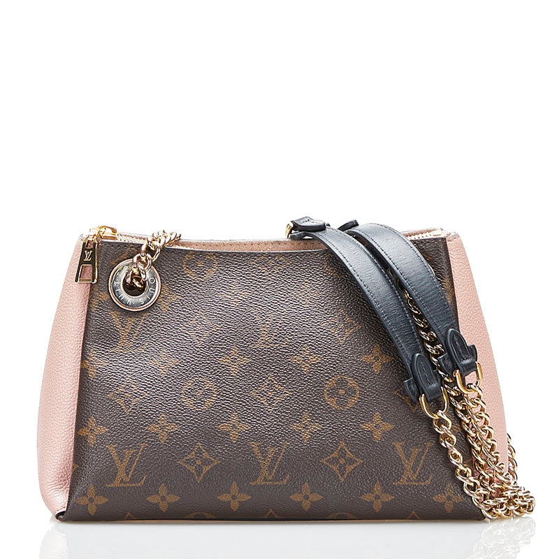 Louis Vuitton Monogram Surenne BB Chain Shoulder Bag Brown Pink PVC Leather